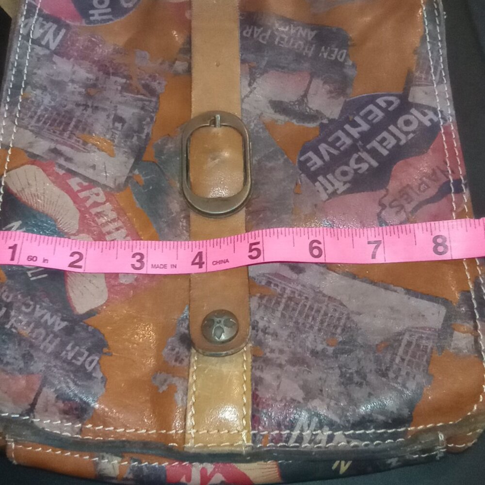 Patricia Nash Venezia Crossbody Bag Old World Print Slim Leather Suede Lining - Picture 11 of 15